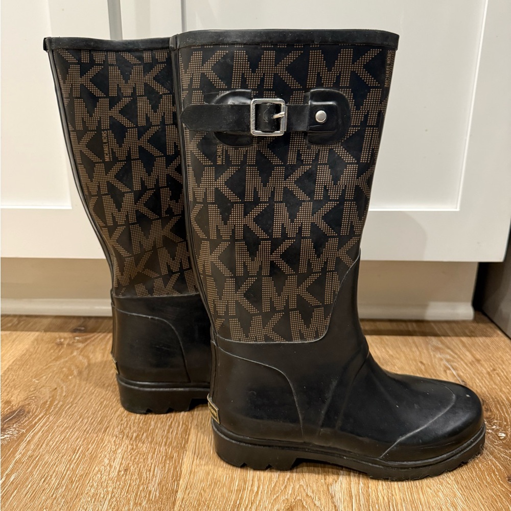 Michael Kors Black and Brown Winter Rain Boots